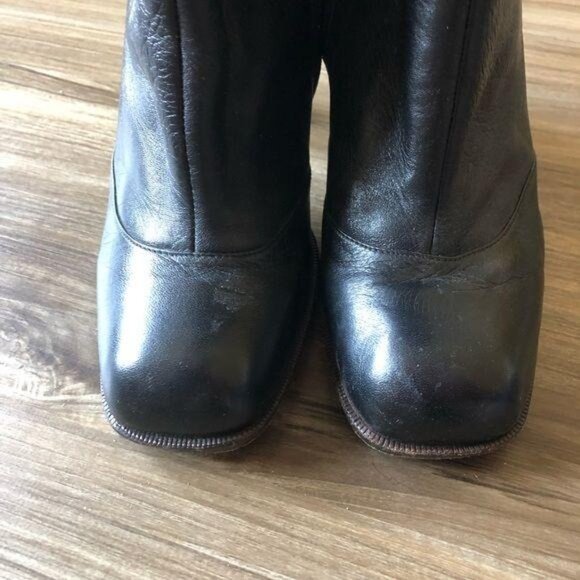 Chie Mahara Tall Heeled Wood Stacked Leather Boots - Picture 7 of 11